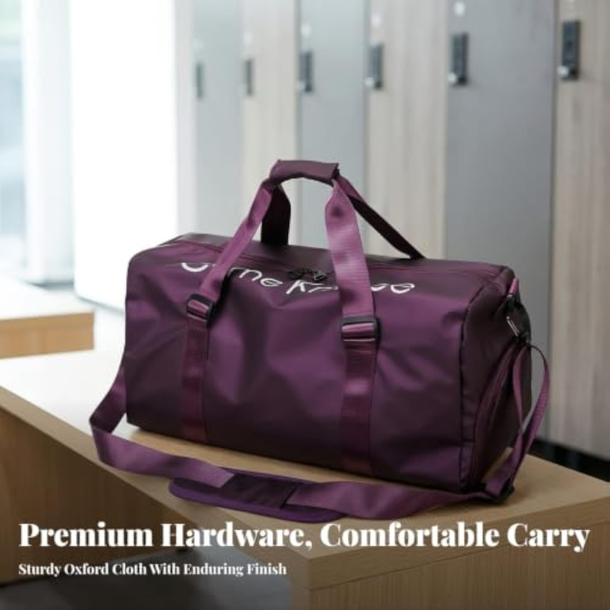 Large Capacity Duffel Bag with Shoulder Strap, Burgundy