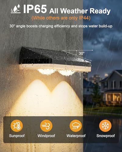 Image of 16 Pack Solar Fence Lights Outdoor ,Warm White + RGB 13 Color Mode Fence Lights Solar Powered with Ultra-Bright Lens IP65 Waterproof,Solar Wall Light for Backyard /Step /Patio /Deck /Stair /Railings /Fence