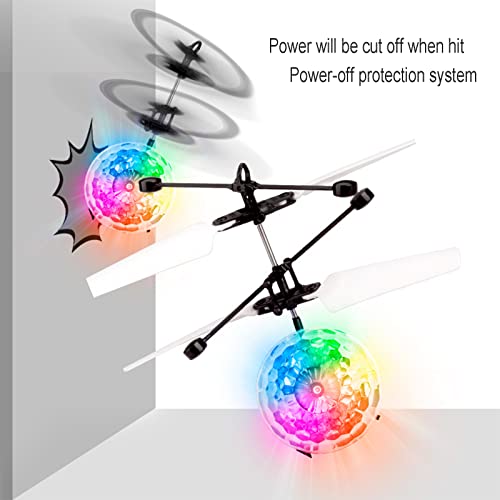 XUBX 2 Stück RC Fliegender Ball Kinder Spielzeug, Ferngesteuerte Helikopter, Mini Drohne für Kinder Flying Orb Ball Flugzeug, LED RC Flugzeug Helikopter mit Handsensor Infrarot, Mini Hubschrauber