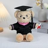 Personalized Graduation Bear with Eyeglass Gift for Kids Class of 2025 Kindergarten College Customized Stuffed Animal Photo Text School Logo Graduate Gown Custom Gift for Girl Boys