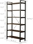 WH-AOERPYMY Natural Real Wood Bookcase,Industrial Bookshelf,6 Tier Solid Wood Open Book Shelf Storage,Metal Shelving Unit,Farmhouse Wide Etagere Bookcase for Office Living Bedroom (6 Tiers)