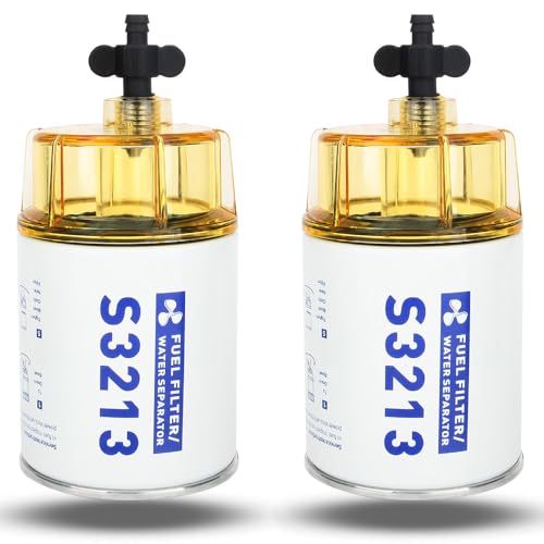2PCS S3213 Fuel Filter Marine Fuel Water Separator With Clear Bowl Replacement for Marine Outboard Motor Mercury Replaces# 35-60494-1, S3213, 18-7932-1, 18-17928, 35-809097