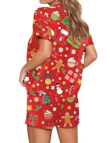 Image of SHESHOW Satin Pajamas for Women Set Preppy Animals Pjs Short Sleeve Shorts 2 Piece Loungewear Sets XS-XXL