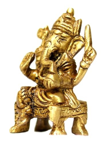 Estatua de Lord Ganesha de latón para decoración miniatura 3