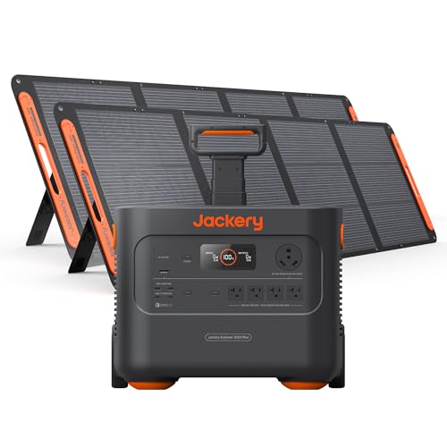 Jackery Solar Generator 2000 Plus 400W, 2042Wh LiFePO4 Battery 3000W Output, Portable Power Station with 2X200W Solar Panel, Fast Charging in 2H, Expandable for Outdoor RV Camping and Home E