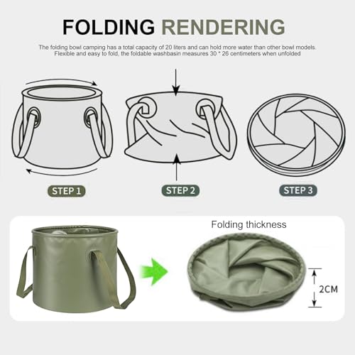 Sporgo Outdoor Faltschüssel 20L: Faltbarer Eimer Spülschüssel Falteimer Camping Waschschüssel, Tragbar Große Kapazität Falteimer Angel Eimer für Garten Party Reisen
