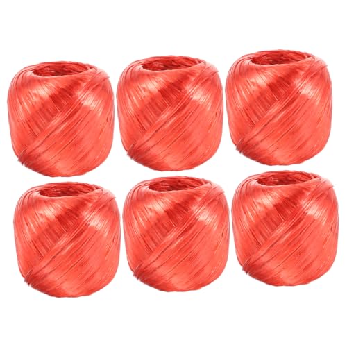 Corde en plastique rouge résistante pour fixation et reliure en extérieur (lot de 6 rouleaux)