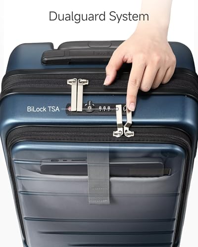 LUGGEX Carry On Luggage 22x14x9 Airline Approved, Expandable Polycarbonate Suitcase with Front Pocket and USB Port (Pink, 20 Inch, 35L)3