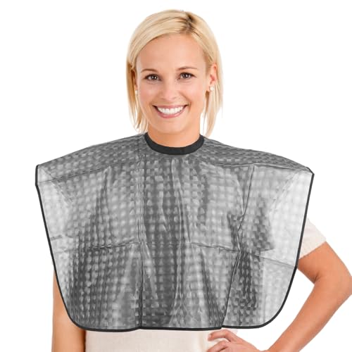 Qianyu Waterproof Post Surgery Shower Cape Cover Recovery Water Resistant Post Surgery Garment Mastectomy Chest Shoulder Arm Shower Protection Short Comb Out Stylist Hair Dye Cape with Drain Pockets