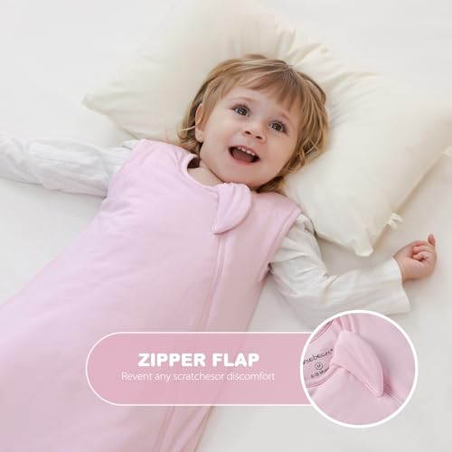 Image of Mosebears Unisex Rayon Made from Bamboo Sleep Sack with 2-Way Zipper,2.5 Tog Baby Winter Sleep Sack (Blush,0-6 Months)