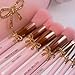 LUXAPE Bow Makeup Brush Set – 9-Piece - Pink bow makeup bag Coquette with Gold Bow & Storage Bag – Beginner Friendly makeup Brushes for Foundation, Contour & More