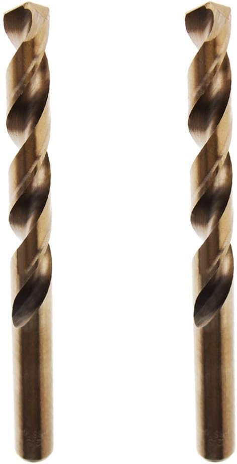 Auniwaig 12.5mm HSS Straight Shank Cobalt Twist Drill Bit-Jobber Length Fully Ground Straight Shank – 5% Cobalt M35 Grade, Champagne for Stainless Steel Cast Iron 2PCS
