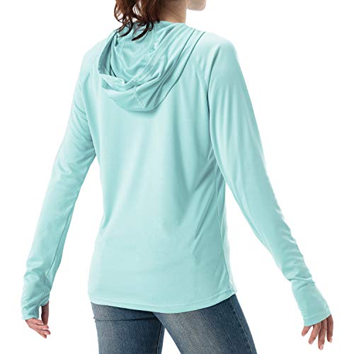 Women's UPF 50+ UV Sun Protection Hoodie Long Sleeve Hiking Shirt Outdoor Performance Running Fishing Hoodie (Aqua Green, M)