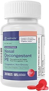 WELMATE | Nasal Decongestant PE | Phenylephrine HCl 10 mg | Maximum Strength | Sinus Relief | for Cold & Allergies | Non-Drowsy | Antihistamine | Pain Relief | Decongestants for Adults | 200 Tablets