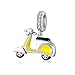 HGFRT Perles Creuses Charmes De Moto 925 Argent Sterling Émail Jaune Rétro Scooter Vélo Perles pour Bracelets Bracelet Bijoux À Bricoler Soi-Même