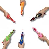 Animolds Squeeze Me Rubber Chicken Toy | Screaming Rubber Chickens for Kids | Novelty Squeaky Toy Chicken Regular Color 6-Pack (Random Colors)