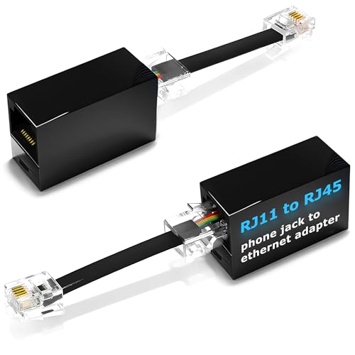 Image of (2 Pack) Ethernet to Phone Line RJ45 Female to RJ11 Male Adapter for Landline Telephone, Fax, DSL Modems