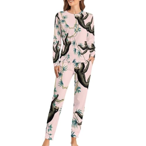 Pyjama femme Singe manches longues pantalon douceur pour douces nuits