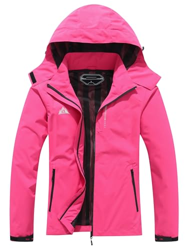 DECKTIN Women's Waterproof Lightweight Rain Jacket Hooded Windproof Rainoats Outdoor Hiking Jacket Travel Windbreaker