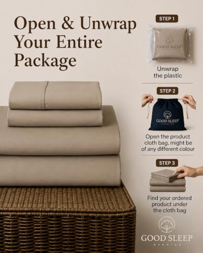 Image of 100% Egyptian Cotton Split King Sheets Sets for Adjustable Bed, Taupe