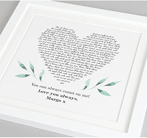 Personalised Song Lyrics Gift | Heart Lyrics Print | ANY SONG