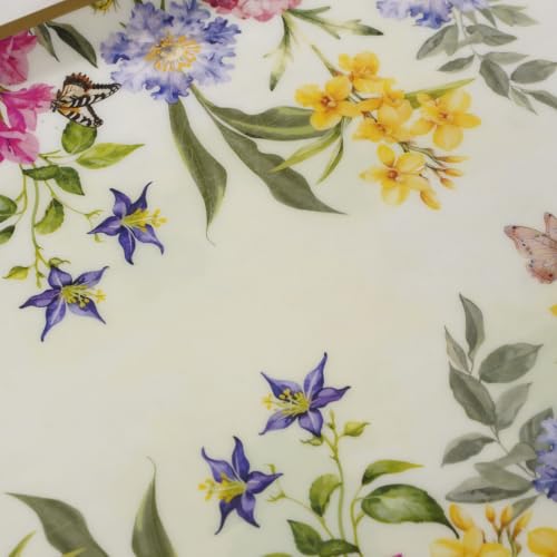 Image of Nestasia Serving Tray with Gift Box (33cm x 23cm) - Elegant Floral Print Platter with Golden Rim for Decoration & Gifting | Food Safe, Rust-Resistant & Premium Finish Tray - Perfect for Home Decor