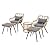 JOIVI 5 Piece Patio Wicker Conversation Set with Ottomans, Outdoor Furniture Bistro Set with Rattan Chairs and Round Side Table for Porch, Balcony, Yard, Gray Cushion