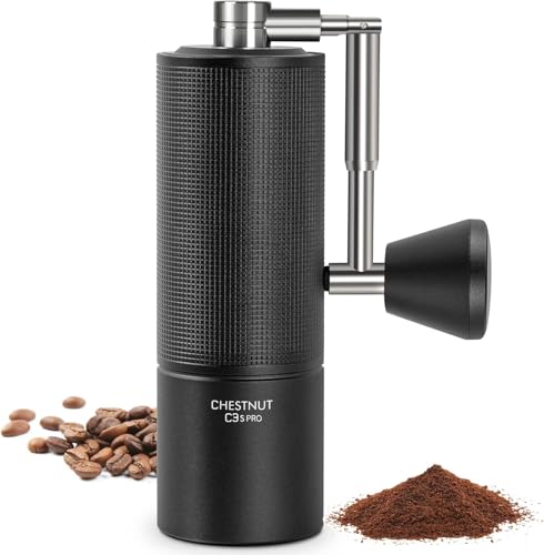 Image of TIMEMORE Chestnut C3S PRO Manual Coffee Grinder - Compact with Foldable Handle, Adjustable Stainless Steel S2C Conical Burr for Espresso, French Press & More, Portable Coffee Grinder (Black)