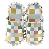 ZRWLUCKY Pantuflas de microfibra lavables, cuadradas, a cuadros, para limpieza de suelos, cocina, polvo, lavables, de microfibra