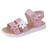 Adeliber Summer New Toddler Baby Girl Flower Sandals Little Kid Comfortable No-Slip Outdoor Shoes Big Kid Beach Flower Sandals Girl Cute Casual Flat Sandals Pink