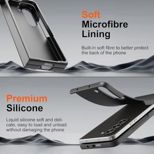 Image of ShieldTech AirGuard Series Back Cover Case for Samsung Galaxy Z Fold 5 5G | Microfiber Lining | Airbag Cushion Drop Protection | Silicone Cover Case - Black for Samsung Galaxy Z Fold5 / Fold 5 5G