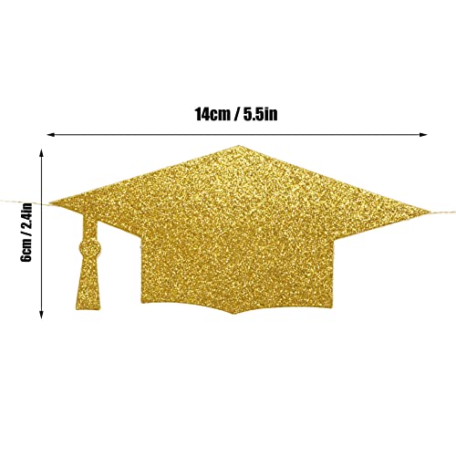 Banner de Chapéu de Formatura Ecológico de 4 Peças Com Glitter Preto e Dourado para Decorações de Fe