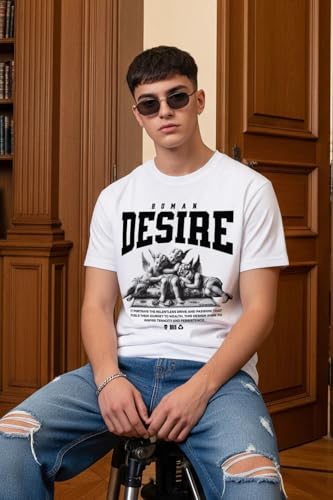 Image of Veirdo Pure Cotton Regular Fit AestheticGraphic Printed Round Neck Half Sleeve T-Shirt Pack for Men (Combo of 3) (Green,Red,Swanwhite,Black,Navy Blue,White,Brown,Royal Blue)