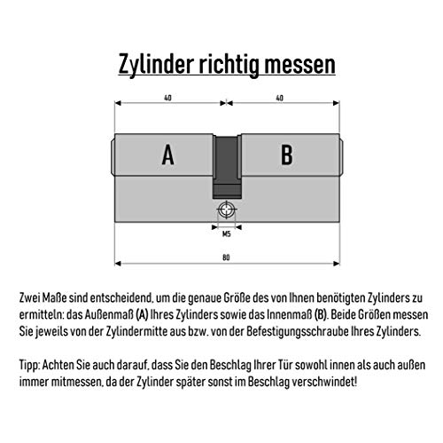 LÖWEN 80 mm 4x Zylinderschloss Doppelzylinder 40/40 Gleichschließend Massive Schließzylinder...