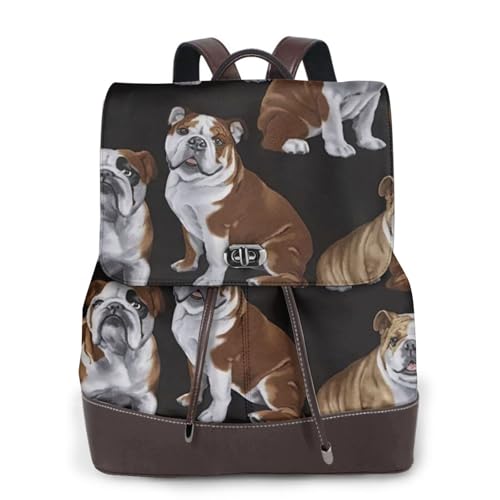 Sac à dos en cuir bouledogue anglais noir pour femme taille unique