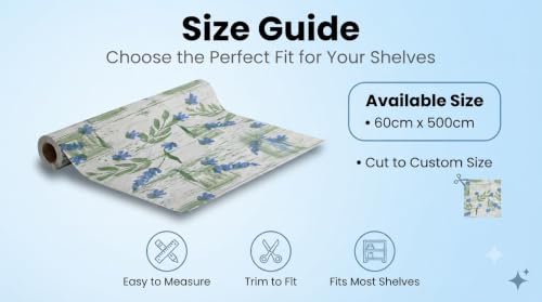 Image of Dribble (60cm X 500cm) Eva Shelf Liner Mat Roll, Non Slip Drawer & Cabinet Liner for Kitchen, Waterproof Oilproof Washable Fridge Mat, Anti Skid Multipurpose Mat (Floral Hormony Blue)