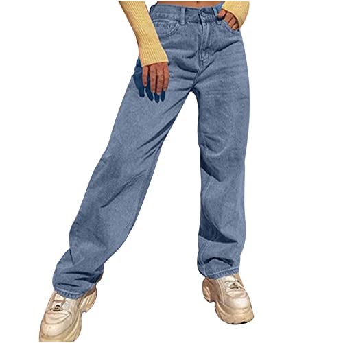 Fulidngzg Hosen Damen Jeans, Straight Italienische Mode Mom Jeanshose Jeans...