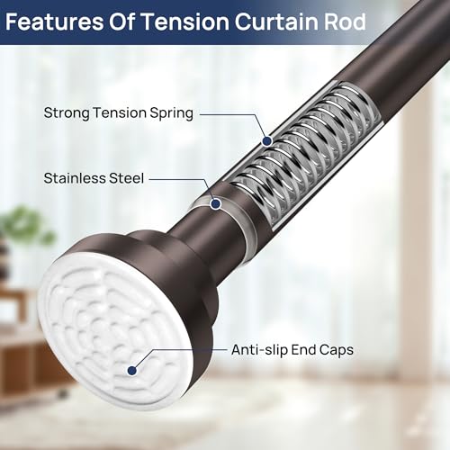 Image of ENJOYBASICS 2 Pack Tension Curtain Rod, 32-66 inch Adjustable, Stable, Bronze