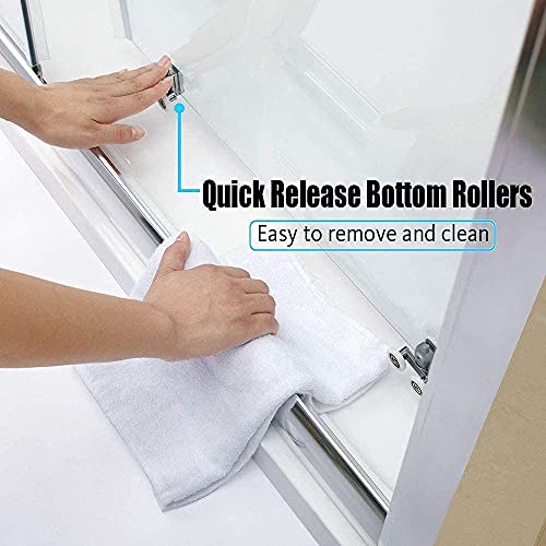 Elegant Corner Shower Enclosure Sliding Door 34'' D X 34'' W X 72'' H Double Sliding Shower Doors 1/4 In.clear Glass French Corner Enclosure,Brushed Nickel (Shower Base No Included) #TOP2