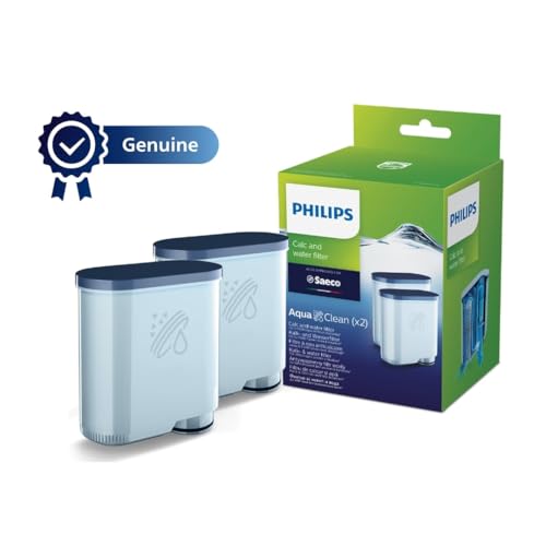 Philips AquaClean Filter, Kalkschutz, natürliche Kalkentfernung, verbesserter Kaffeegeschmack, einfache Installation, bis zu 5.000 Tassen ohne Entkalken, Click&Go-System, 2x Filter im Set (CA6903/22)