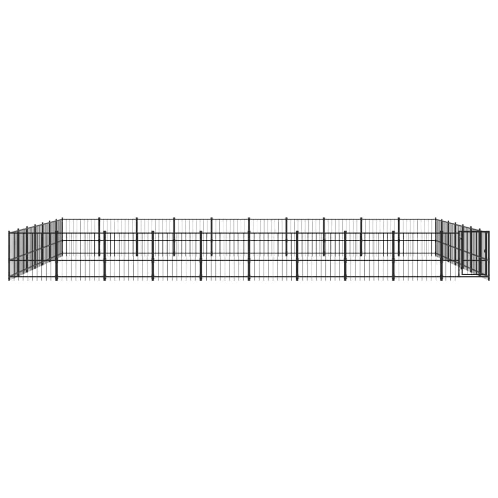Perrera para perros de acero con recubrimiento en polvo de 65,86 m² con puerta giratoria, plegable y portátil para cachorros, perros, jardín, patio, protección, seguridad, entrenamiento en