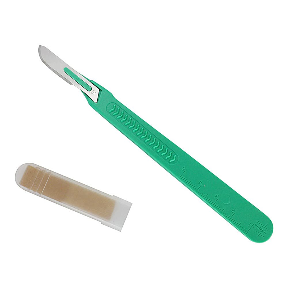 10 Pack #22 Disposable Scalpel Blades with Plastic Handle - Suitable for Dermaplaning, Crafts, Medical/Surgical Instruments/Equipment.