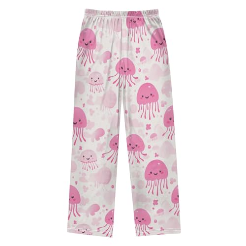 Pink Jellyfish Boys Pants Boys Athletic Pants Long Pant for Boywith Pockets Wide-Leg Size 6-14Y2