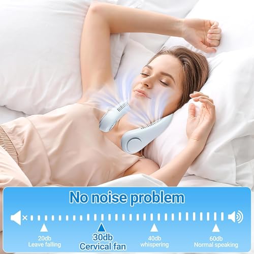 Image of Portable Neck Fan Bladeless Wearable Cooling Fan 360 Airflow Hair-Safe Hanging Design 3-Speed Adjustable Rechargeable 4000mAh for Home Office Travel Outdoor (Multicolor) (S3)