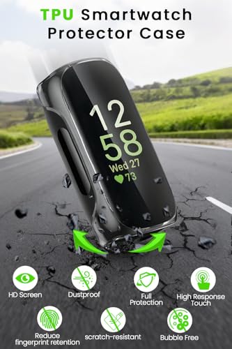 Yaekea 3 Pack Transparent Schutzhülle Kompatibel mit Fitbit Inspire 3 Screen Protector TPU Overall Bumper Case Ultra-dünne Voll Gesicht Abdeckung Ersatz Bumper Zubehör für Inspire 3 Smartwatch