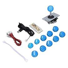 Hilitand Game Joystick Kits DIY Parts Delay USB Encoder + 8 Way Joystick + 10x Push Buttons for PC Game DIY Projectsblue [video game]