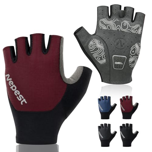Image of Nepest Half Finger Cycling Gloves Padded MTB & Road Bike Red,XL