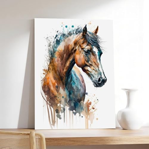 Poster cheval aquarelle 50x75 cm toile murale salon