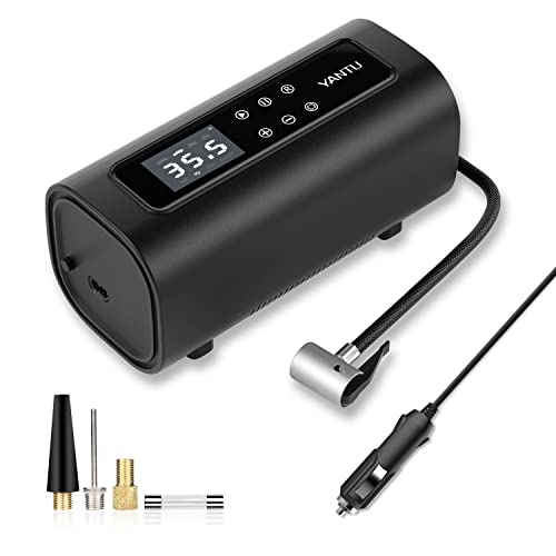 YANTU Portable Air Compressor Tire Inflator, Heavy Duty Dual Cylinder Electric Air Pump, 150Psi Digital Display Dc 12v Air Compressor for Car, Truck, SUV Tires and Other Inflatables