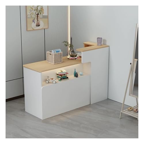 QWEASDF Mostradors de recepción Tiendas，Mostrador de recepción Moderno Simple ，Mesas de recepción de Oficina，MOSTRADOR de Recepción y Oficina.Almacenamiento Frontal Creativo(A2,L39.3in)